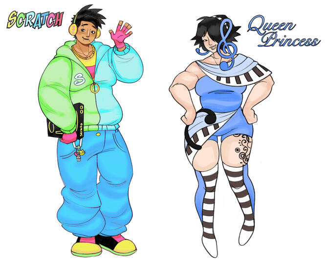 Scratch and Queen Princess Character Design